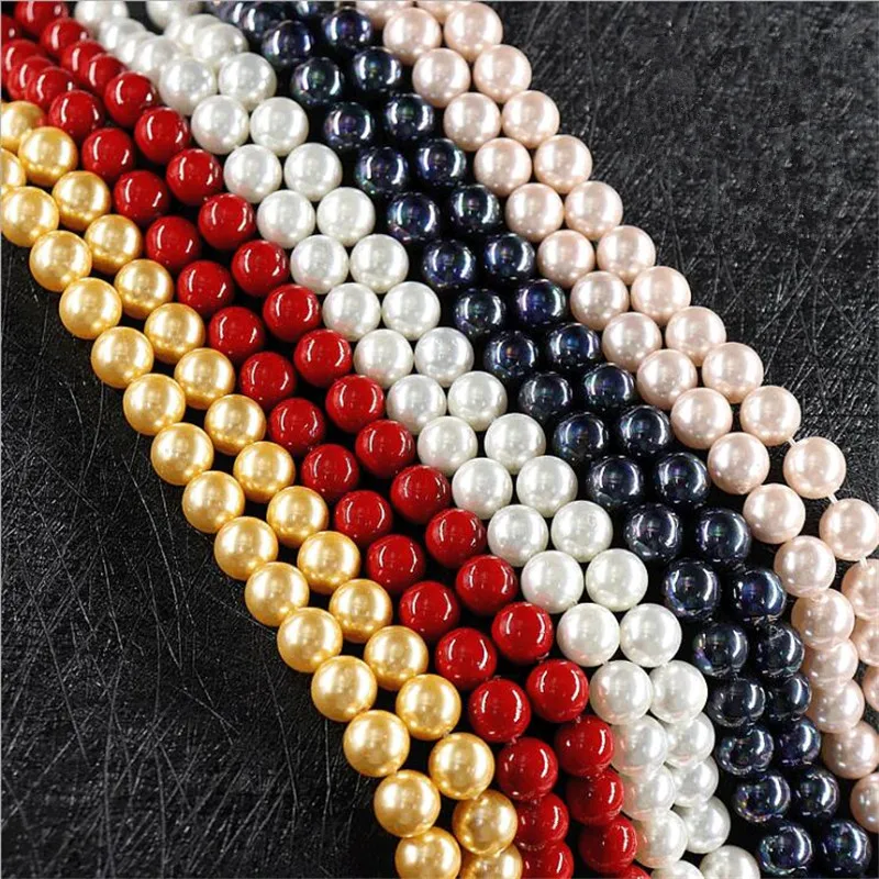 6/8/10/12mm Shell Mixed color Pearl Beads Suitable For Making Necklace Bracelets Various DIY High Quality Jewelry Delicate | Украшения и