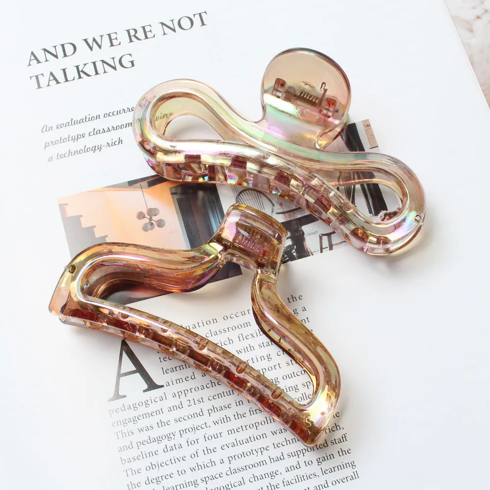 Элегантная большая геометрическая пластиковая заколка для волос с отверстиями