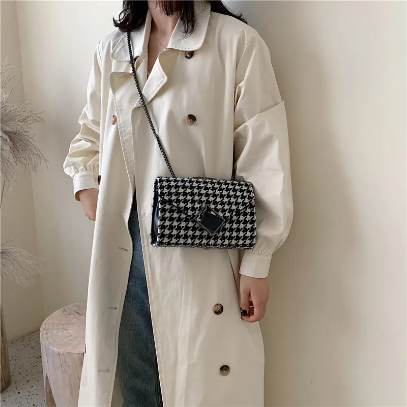 Роскошная женская сумка дизайнерская наклонная шерстяная ткань тысяча птиц