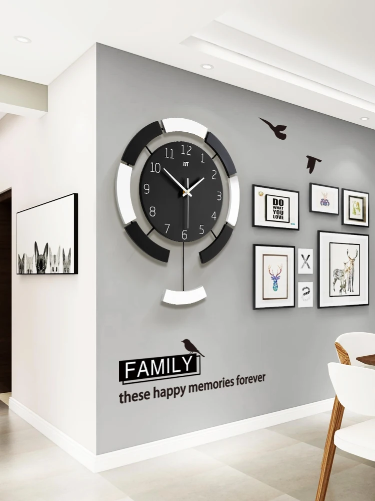 Простые современные настенные часы с маятником тихий скандинавский стиль