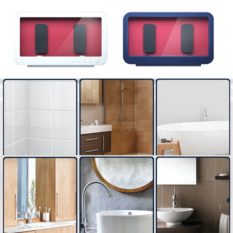 

Bathroom Shower Kitchen Wall Mounted Phone Holder Case Wall Hooks Waterproof - Anti-Fog Touch Screen for Shower Bathroom H9EB