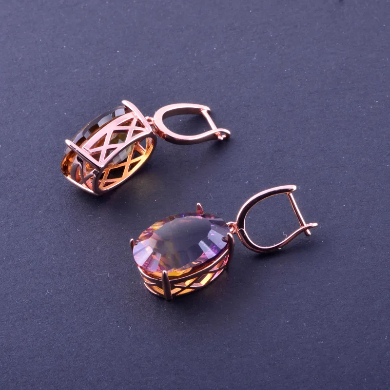 Женские серьги с крупным камнем CSJ элегантные из стерлингового серебра 925 пробы