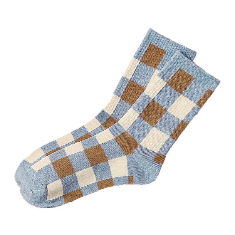 

2021 New Women's Socks British Plaid Striped Socks Summer Comfortable Harajuku Patchwork Color Retro Long Socks Ladies Quality