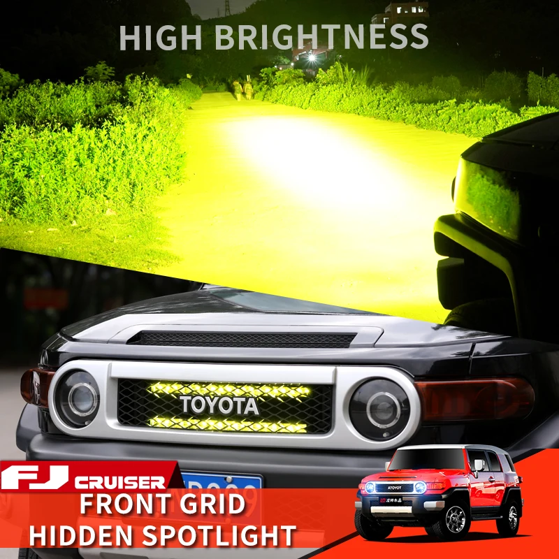 

Toyota FJ Cruiser Accessories Exterior Modification Radiator Grid LED Spotlight Hidden High Brightness Illumination Light