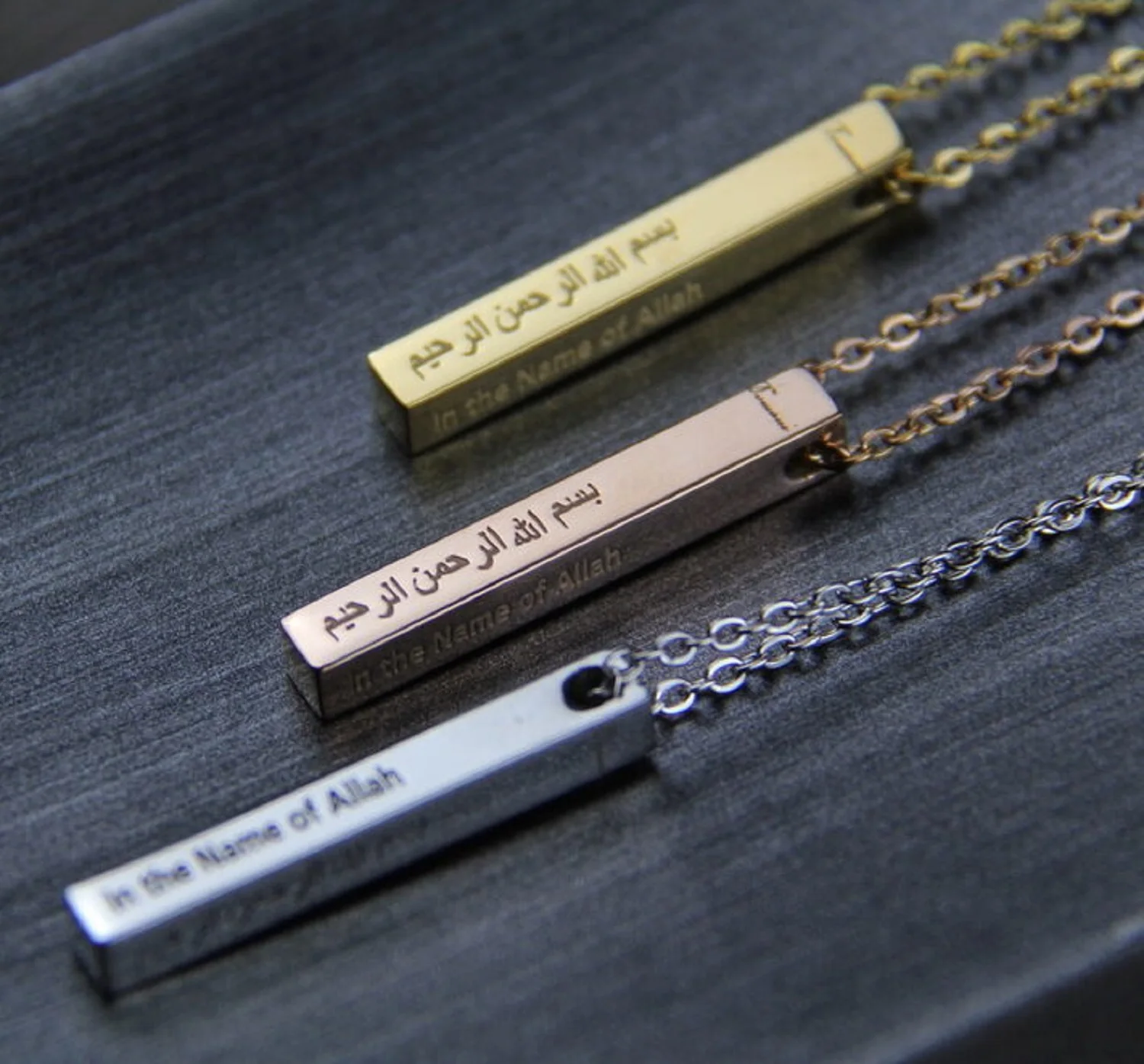 Alabic Letter Cuboid Bar Necklace 1014