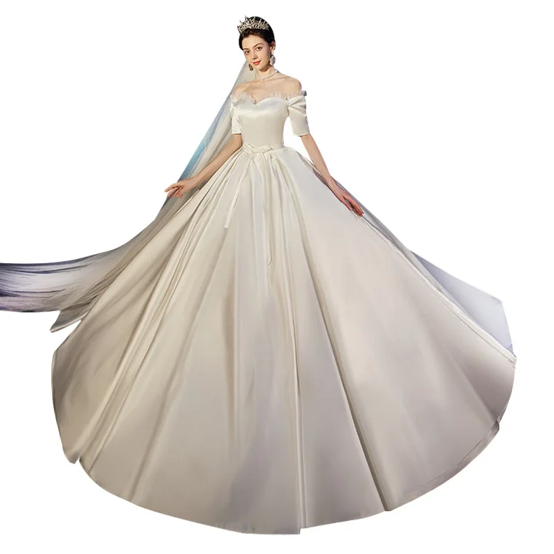Свадебное платье принцессы 2020 для женщин Атласное Бальное Платье Vestidos De Novia с
