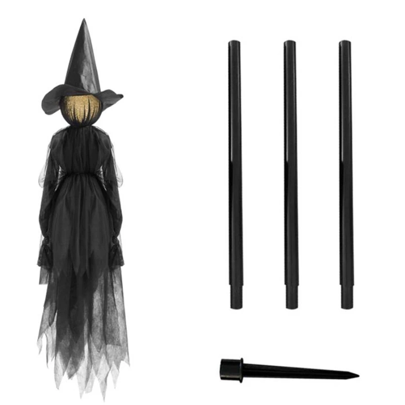 

Halloween Visit Luminous Witches With Stakes Light-Up Witches Voice Control Witch For Outdoor Holding Hands Witch Decor