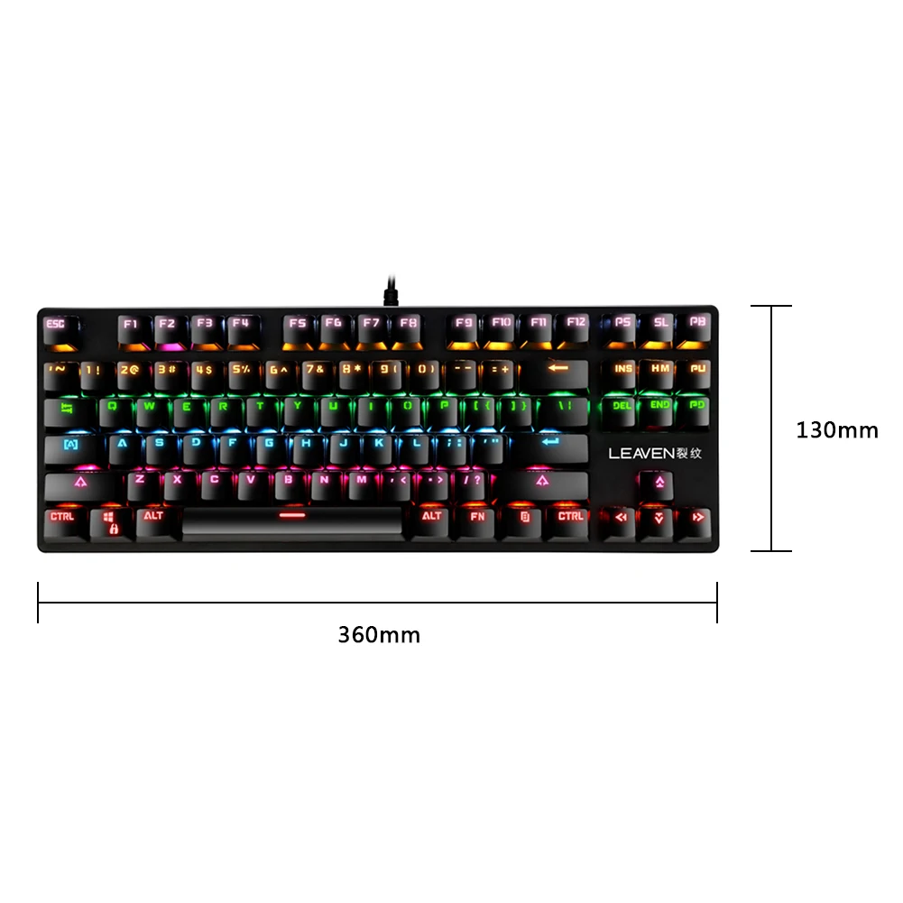 

Gaming Mechanical Keyboard Blue Switch 87 Key Ergonomics Colorful Backlight Compact Design Wired Keyboard For Gamer PC Laptop