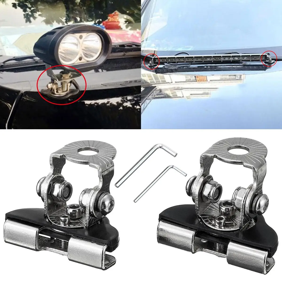 

A Pillar Hood LED Work Light Bar Mount Bracket Stainless Steel For SUV Boat Car