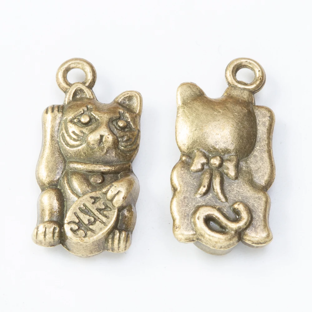 

20 pieces of retro metal zinc alloy Cat Pendant for DIY handmade jewelry necklace making 8058