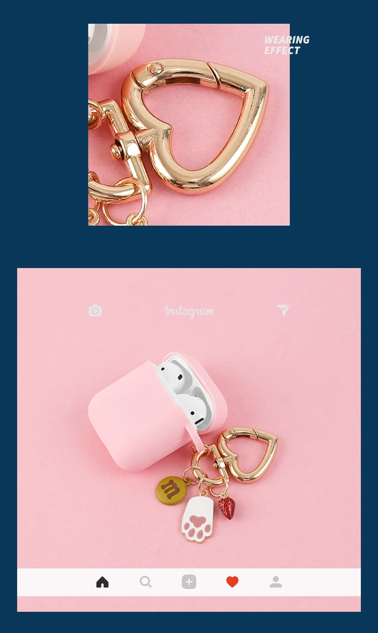 Сладкий розовый Силиконовый чехол для Apple Airpods милый корейский Кролик Декор Аксессуары Bluetooth наушники коробка для наушников крышка брелок