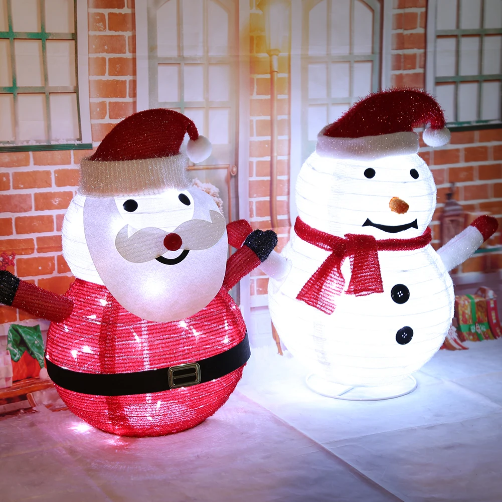 

Снеговик Санта атмосфера детская Ночная лампа Рождество складной фонарь Рождественское украшение светильник с красной шляпой