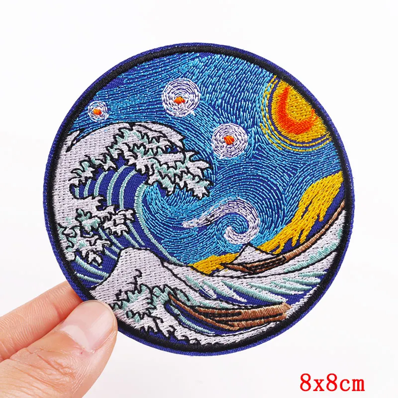 Нашивка Ван Гога вышитые волнами нашивки на одежду аппликация сделай сам для