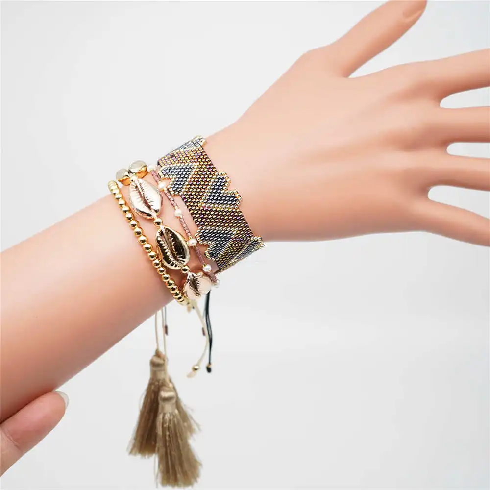MI-S190126 MIYUKI Go2boho MIYUKI браслет для женщин богемный Браслет оболочка ручная повязка с подвеской Pulseras Mujer Moda лето 3D Сердце Femme ювелирные изделия - Окраска металла: MI-S190126 MIYUKI