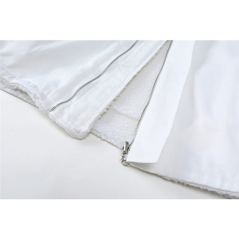 

Autumn Winter Warm Women Lambswool Coats Zipper Parker Patchwork Sheepskin Coat Korean Casual Baseball Jacket Women Outerwear