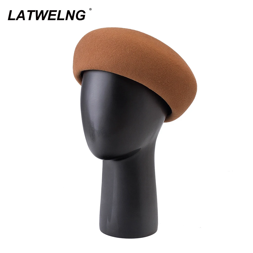 

2021 Parent-child Deep-brimmed Wool Felt Berets Women Solid Painter Hat Warm Concave Shape Hats Three-dimensional Kids Beret Cap