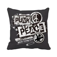 punk new york anti war illustration pattern throw pillow square cover