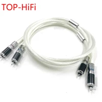 top hifi pair rhodium plated rca interconnect cable pure silver 7nocc cable 2 rca male cable cord
