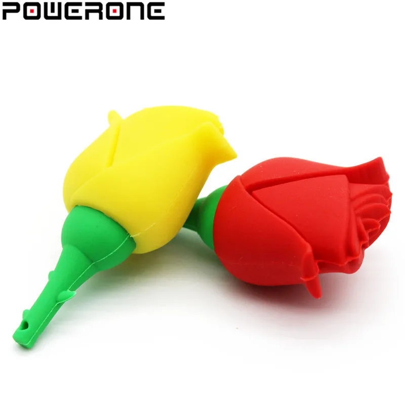 POWERONE опт USB флеш накопитель с цветком розы U диск красная розовая роза карта