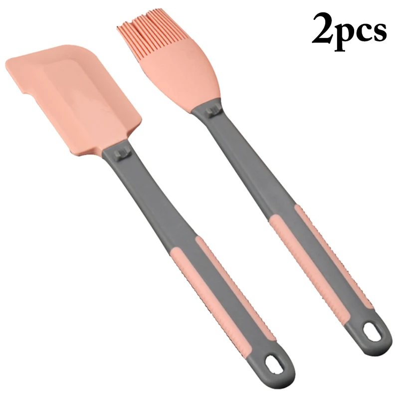 

2Pcs/ Set Silicone Spatula Barbeque Brush Heat Resistant BBQ Oil Condiment Brushes Cake Cream Scraper Cooking Utensil Tool Kit