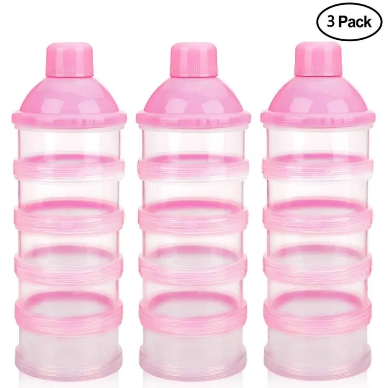 

Baby Milk Powder Formula Dispenser, Non-Spill Smart Stackable Baby Feeding Travel Storage Container, BPA Free, 5 Compartments,3