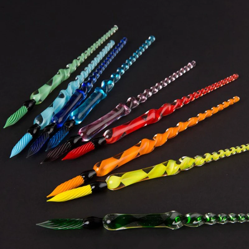 

New Vintage Portable Glass Dipping Pen Transparent Glass Signature Filling Ink Dip Pen School Office Supplies