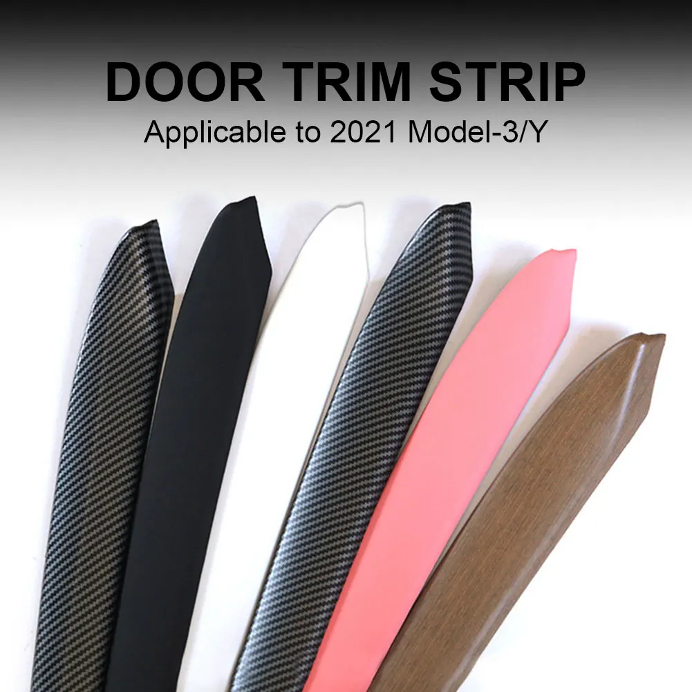 

Car Door Trim Protector Decoration Sticker Carbon ABS Fiber Inner Armrest Cover Strip for 2021 Tesla Model 3 Y Accessories