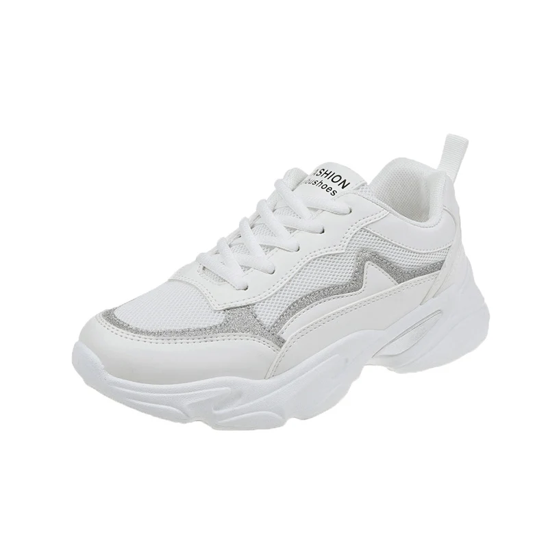 Женская обувь Новинка 2019 года белые кроссовки на массивном каблуке для женщин из