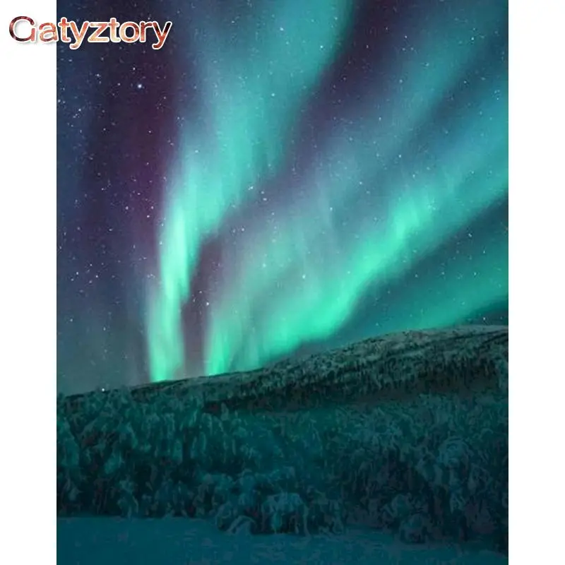 

GATYZTORY Раскрашивание по номерам, Раскрашивание по номерам, зеленая Аврора, Раскрашивание по номерам для взрослых, фоторамки для картины, наст...