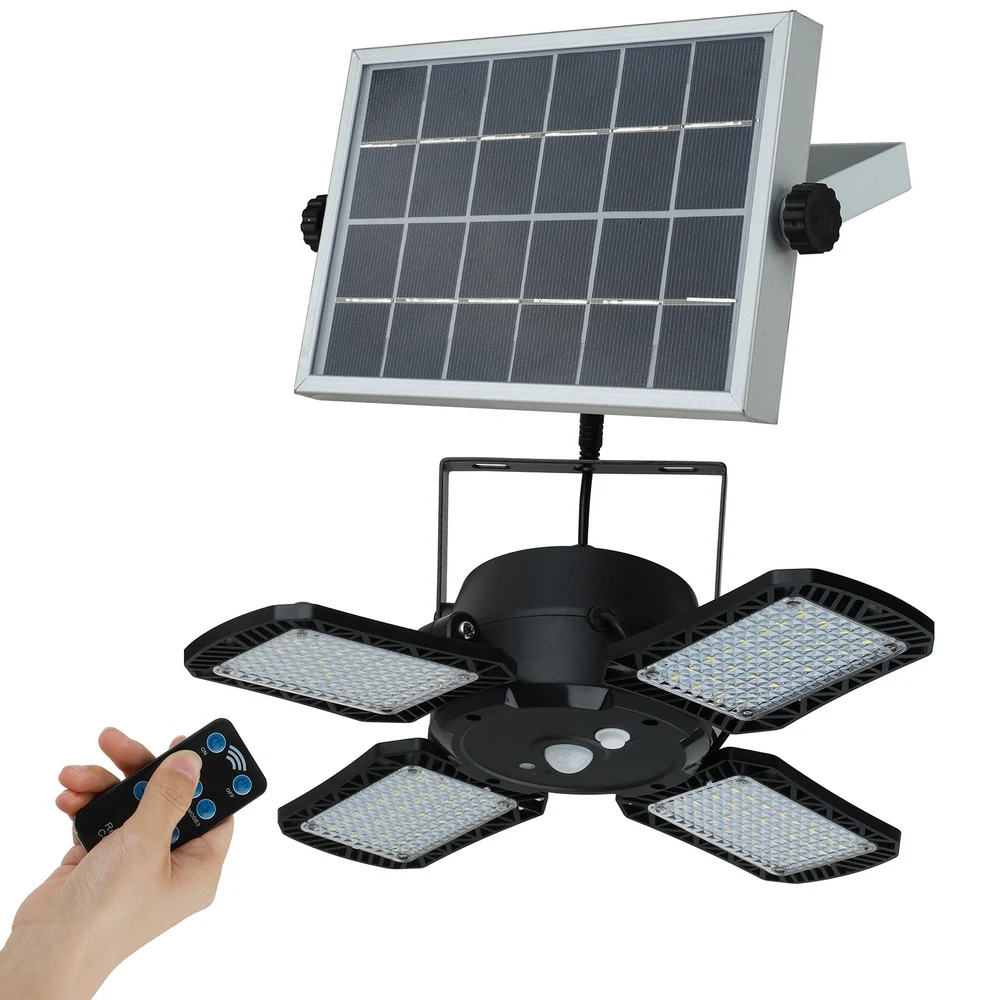 

8W 128LED Solar Light Wall Lamp 4 Lamps Head Adjustable Lightness with Remote Control Outdoor Waterproof Solar Garden Lamps