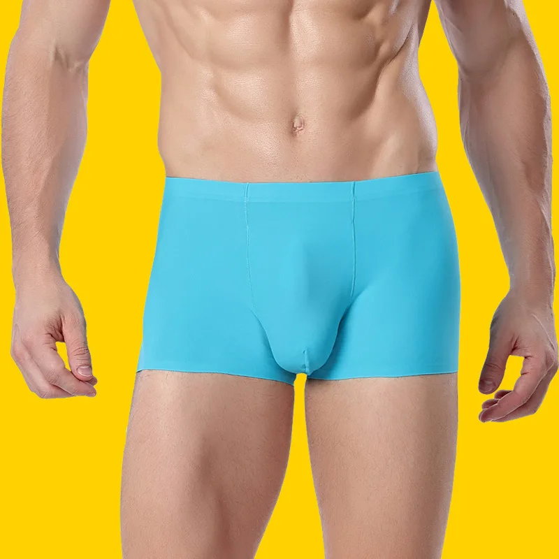 

Lce Silk men's Underwear Boxer Shorts Youth One-Piece Soft Seamless Sexy Breathable Large Size Pants Four-Corner Trousers