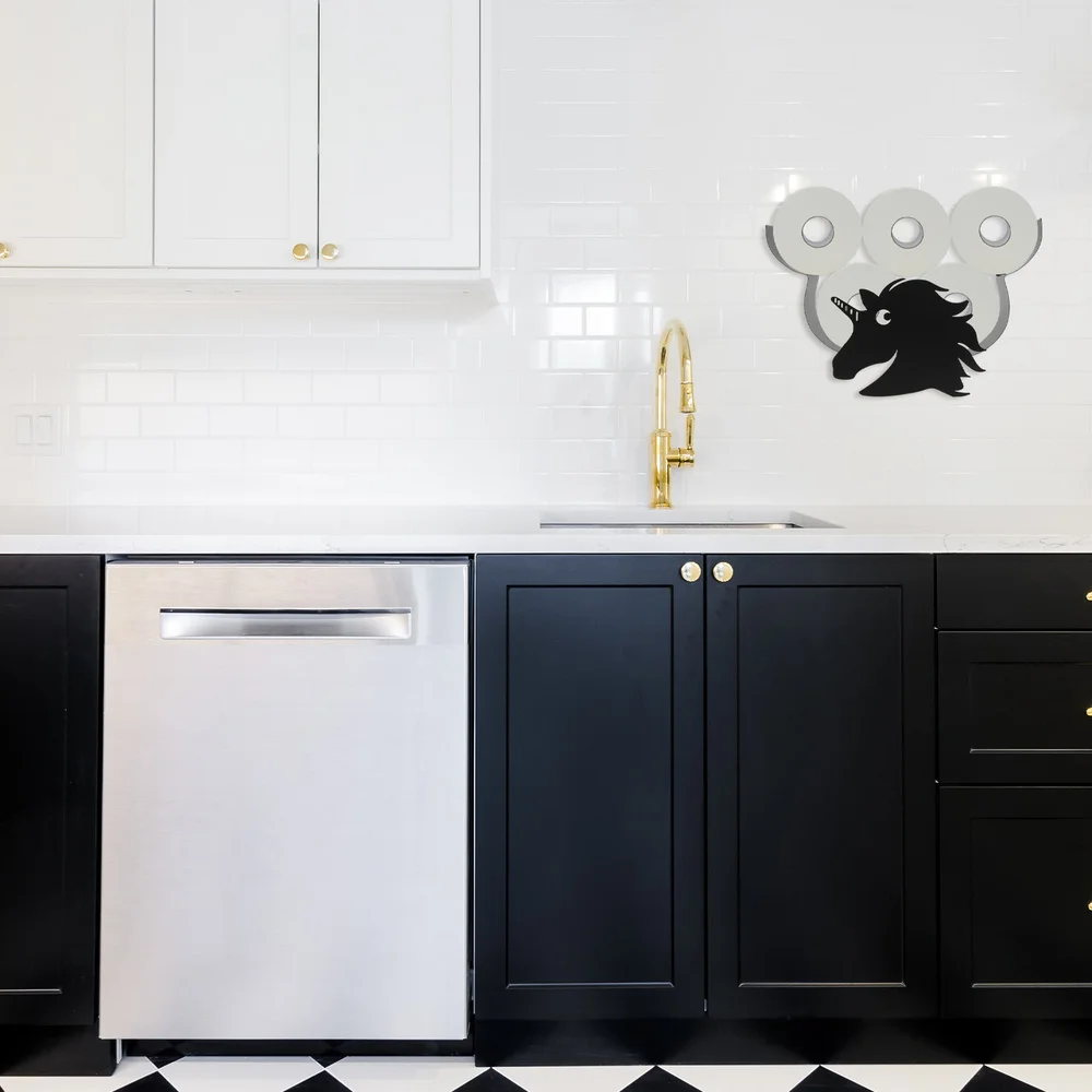 

1pc Toilet Roll Paper Holder Wall-mounted Paper Rack Bathroom Supply (Black)