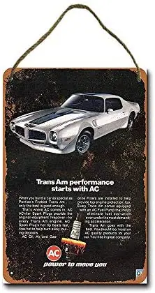 

Metal Sign 8 x 12 inch AC Spark Plugs Pontiac Trans Am Wall Decor Hanging Sign