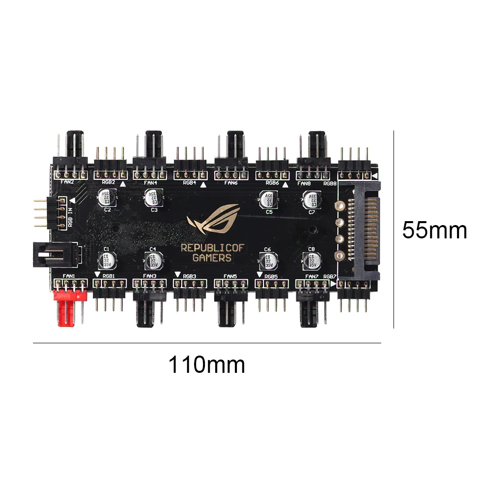 1 To 8 Way Splitter Cooler Cooling Fan RGB PWM HUB for Motherboard 4 Pin 12V LED Strip Light Adapter Powered By SATA/Large 4D | Компьютеры