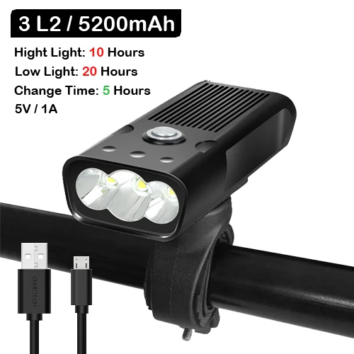 3 L2 5200 NEWBOLER 5200 мАч флэш-светильник для велосипеда USB зарядка Комплект Задний фонарь MTB велосипед светодиодный светильник L2/T6 головной светильник велосипедные аксессуары для фонарей - Цвет: 3 L2 5200