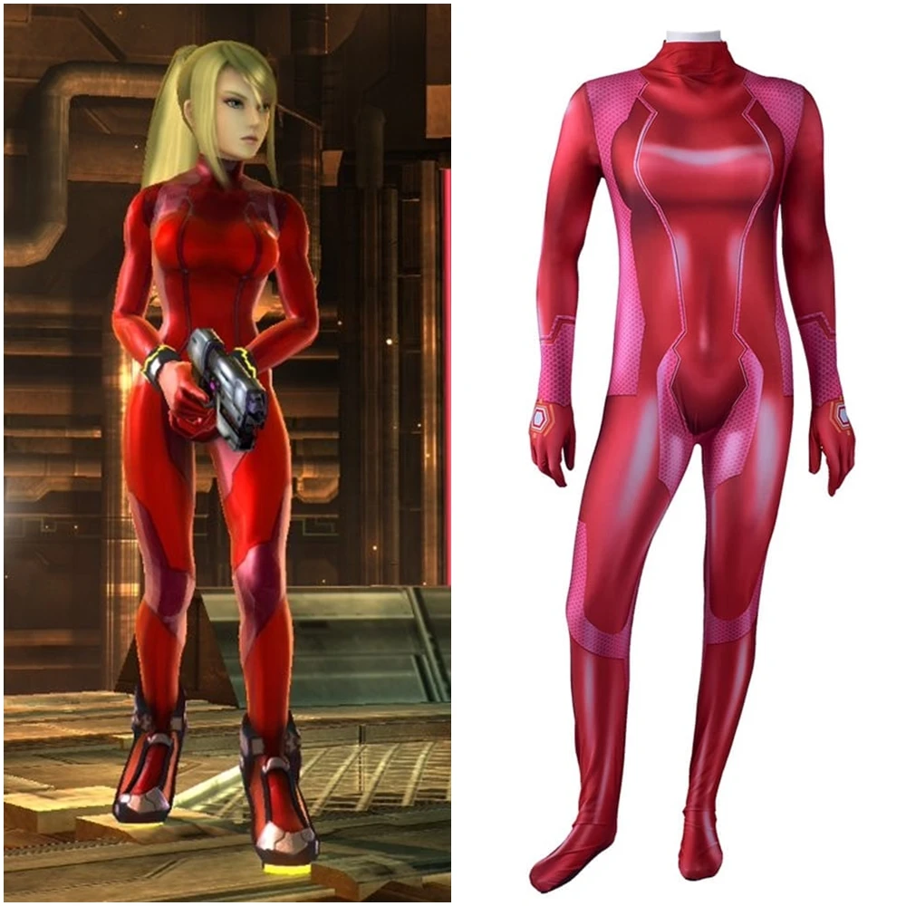 

Metroid Samus Aran Zero костюм красный Карнавальный костюм для детей и взрослых