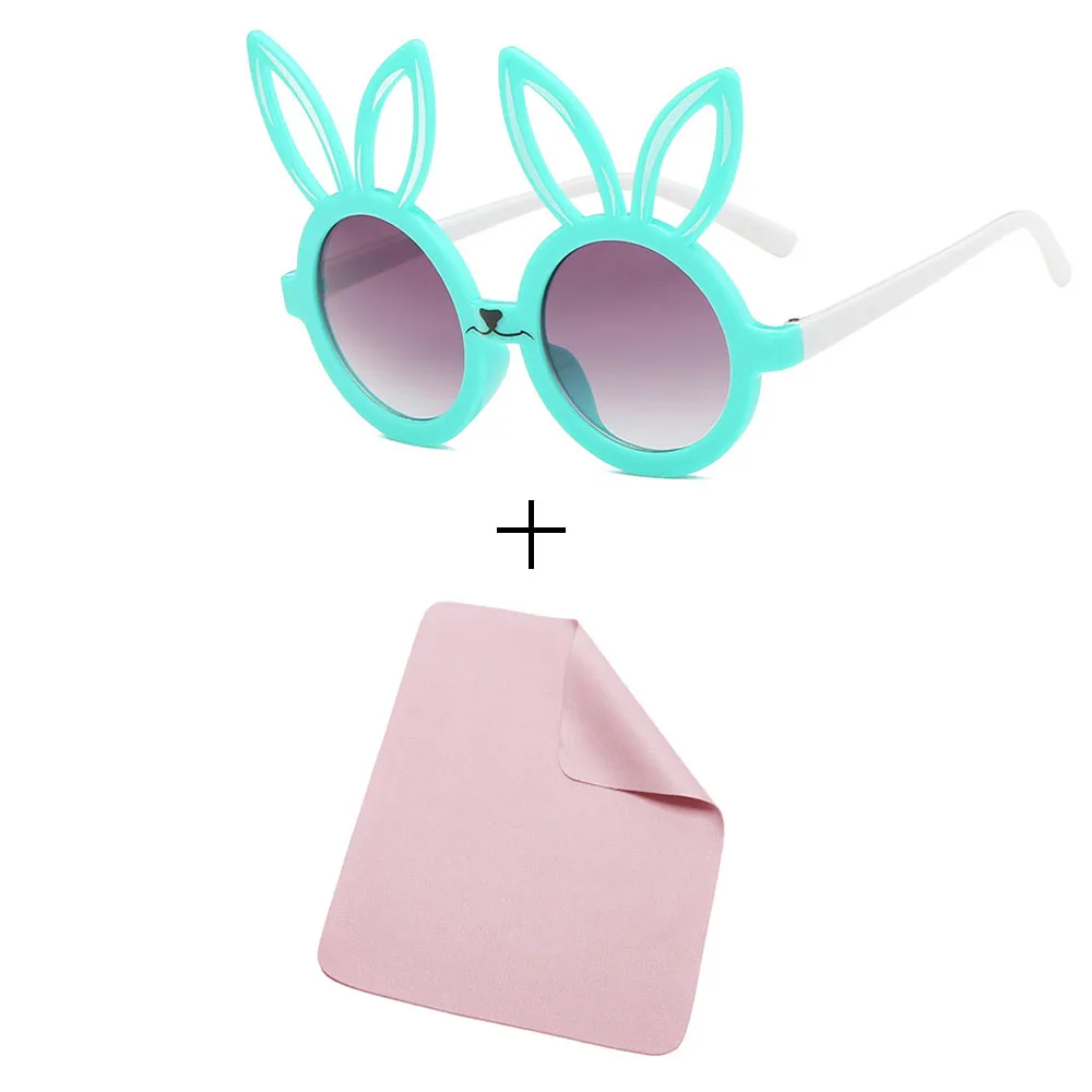 Glasses and cloth Минимальный милый кролик форма гибкие детские солнцезащитные очки UV400 очки оттенки младенческой поляризованные ребенок для маленьких детей Защитный солнцезащитные очки - Цвет линз: Glasses and cloth