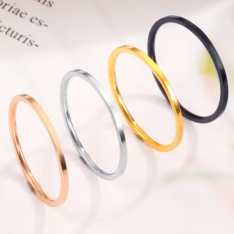 

Stainless Steel Ring For Women Man Concise Classical Multicolor Mini Rose Gold Silver Color Fashion Jewelry Wedding Ring Gift