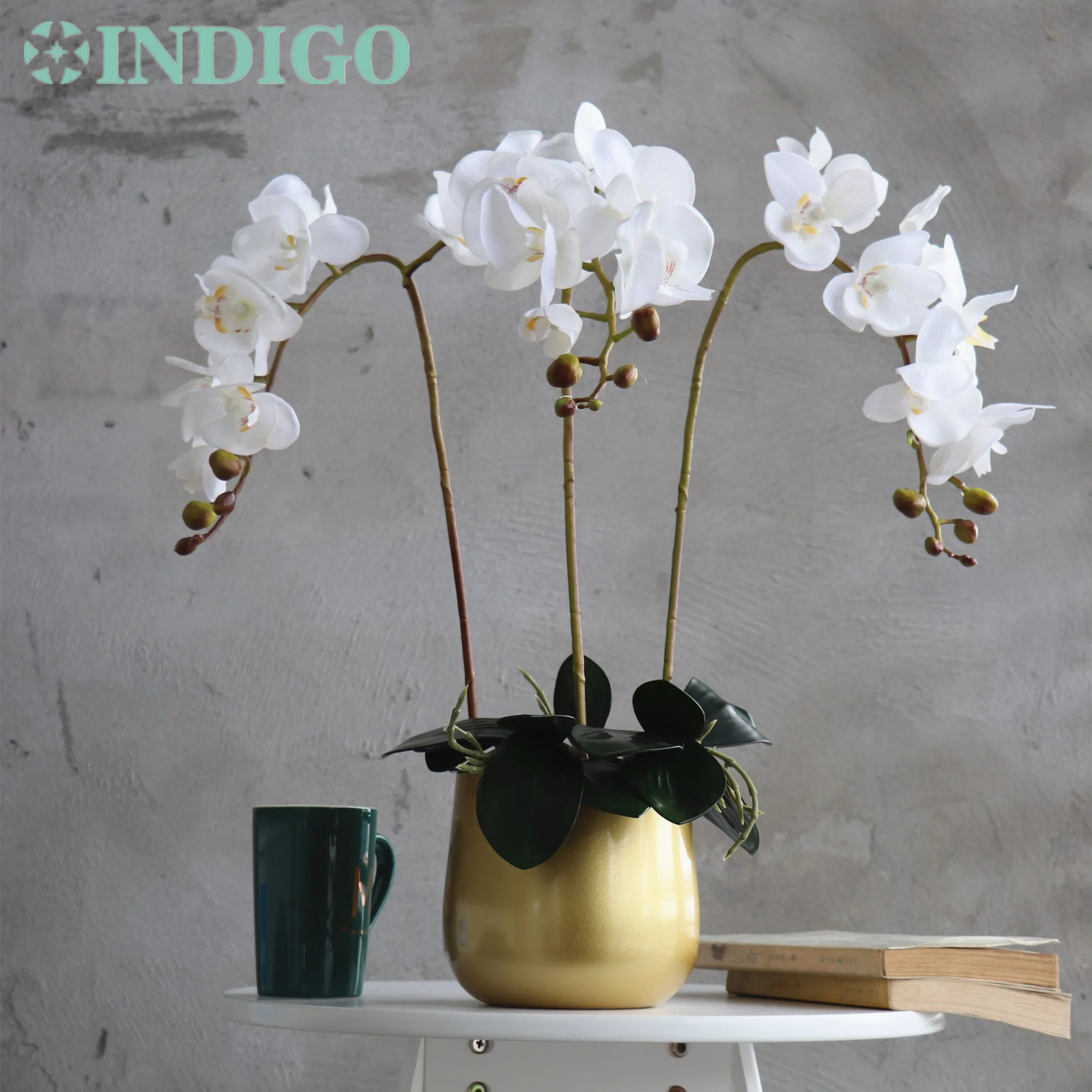 

White Phalaenopsis Orchid Real Touch Flower Artificial Flower Wedding Orchid Floral Home Decoration Party - INDIGO