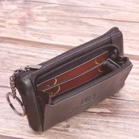 genuine leather small wallets for women and men coin purse zipper card holder female high quality key money bags designer brand