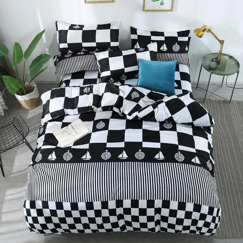 

30 Stripe Printed 4pcs Girl Boy Bed Cover Set Duvet Cover Adult Child Bed Sheet Pillowcase Comforter Bedding Set 61008