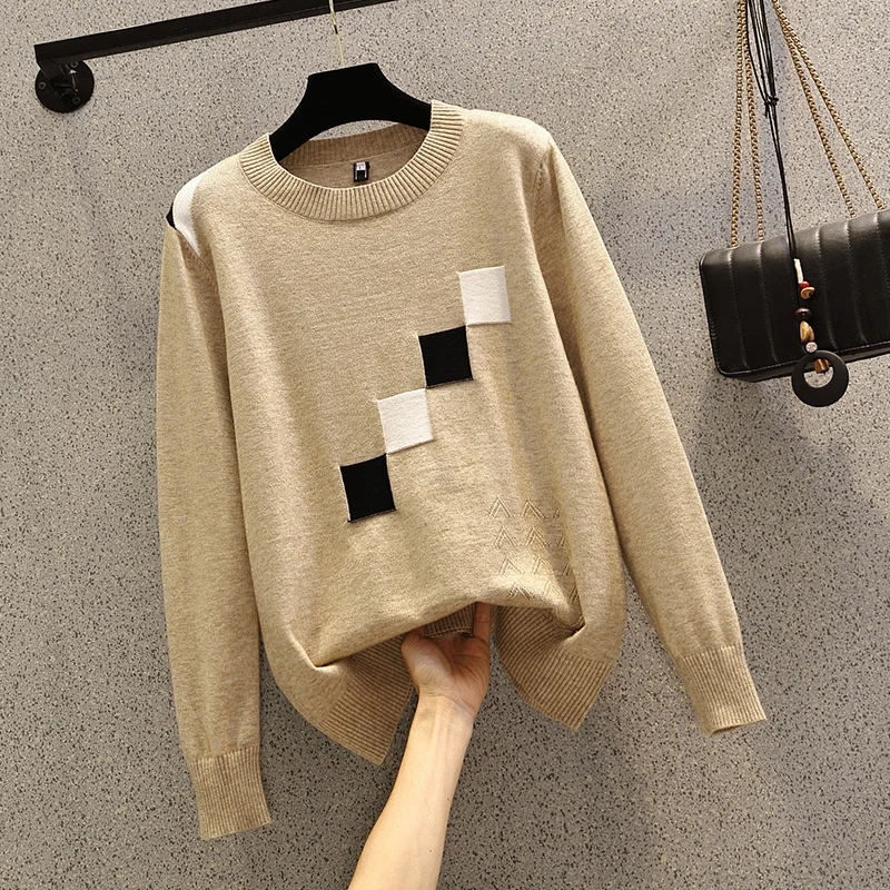 

Knitted Plus Large Size Oversize Korean Style Fashion Pullovers For Autumn Women'S Clothing Ladies Sweater 2021 Tops Blouses