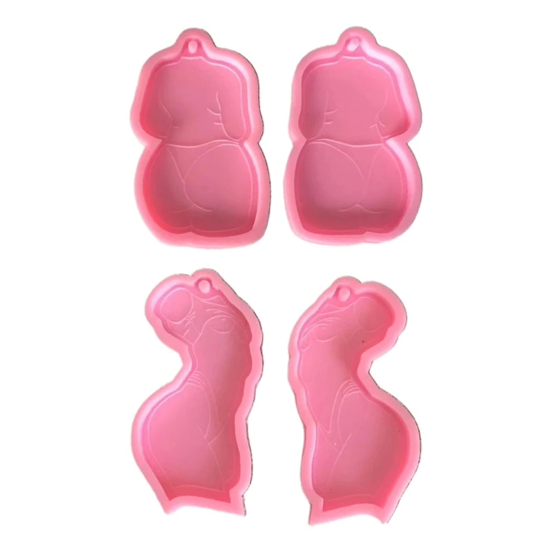 

L5YD Shiny Glossy Silicone Resin Molds Sexy Woman Keychain Mold DIY Keychain Pendant Jewelry Epoxy Resin Crafting Molds
