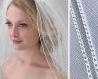 wedding bridal veil 2 layers fingertip length veils white ivory tulle rhinestone length veil with comb