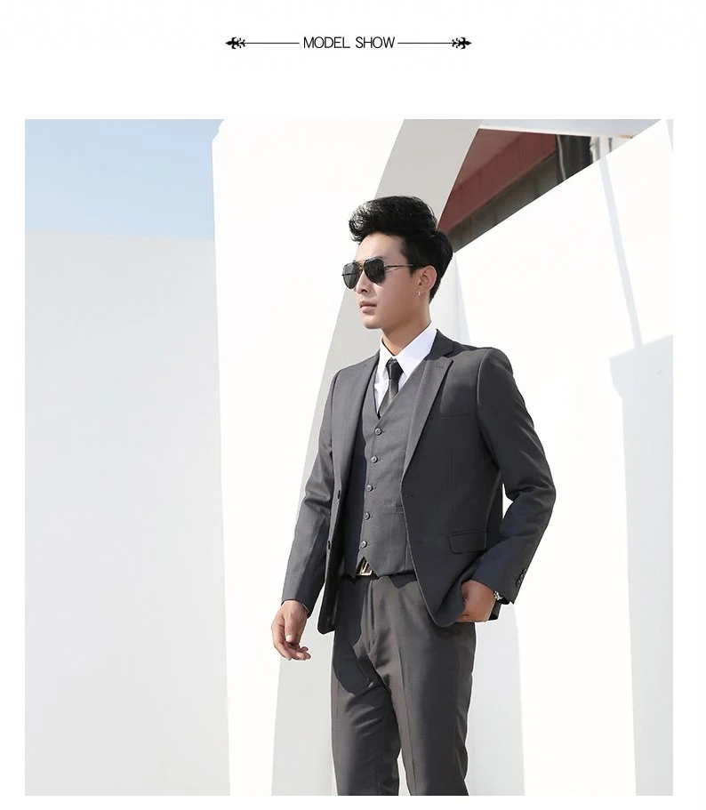 Shenrun Men Suits Slim Business Formal Casual Classic Suit Wedding Groom Party Prom Single Breasted Color Black Gray Navy Blue