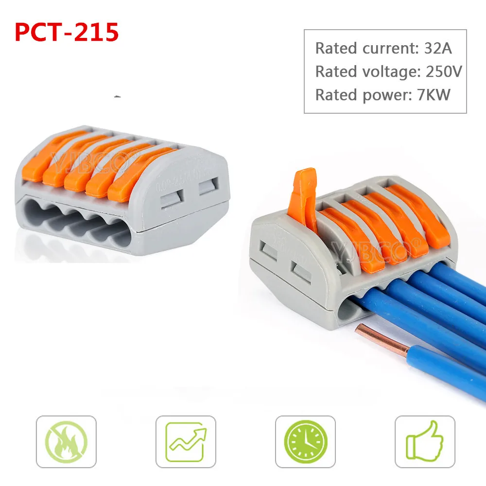 PCT-215 10-100pcs светодиодные полосы светильник компактный Универсальный разъем провода 2pin 3pin 4pin 5pin 8pin разъем, клемма блока вниз светильник разъем - Цвет: PCT-215