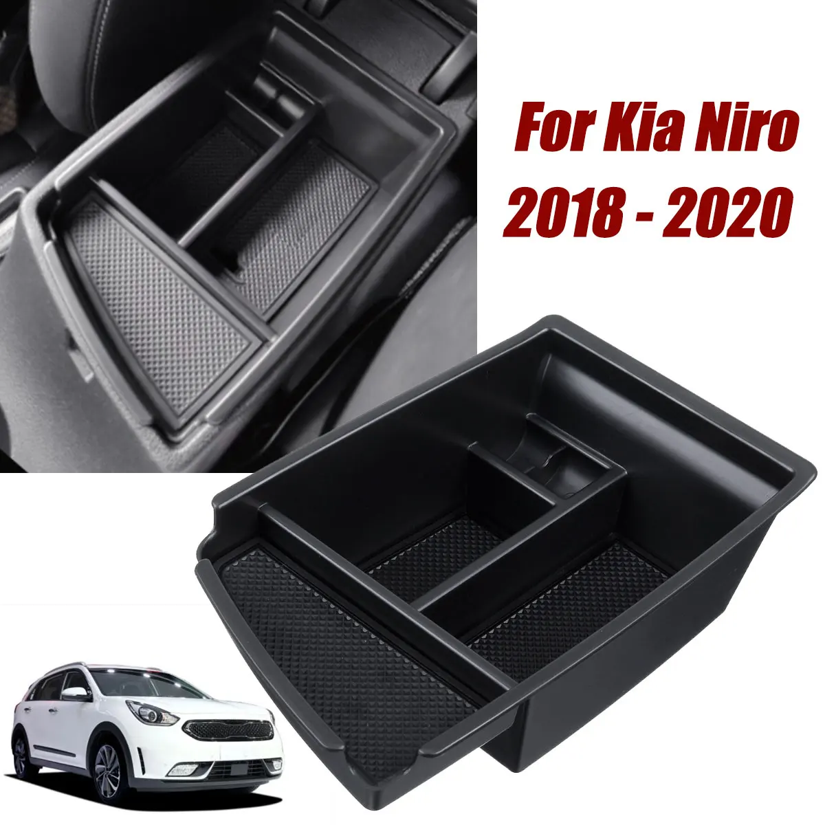 

Car Armrest Storage Box Center Organizer Glove Tray Holder Box Stowing Tidying for Kia Niro 2018 2019 2020