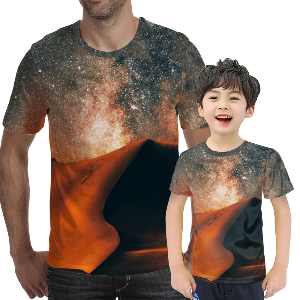 

Gorgeous Starry Sky 3D Men's T-shirt Fashion Harajuku Tops Summer Plaid Casual Round Neck Shirt Plus Size Streetwear Collar