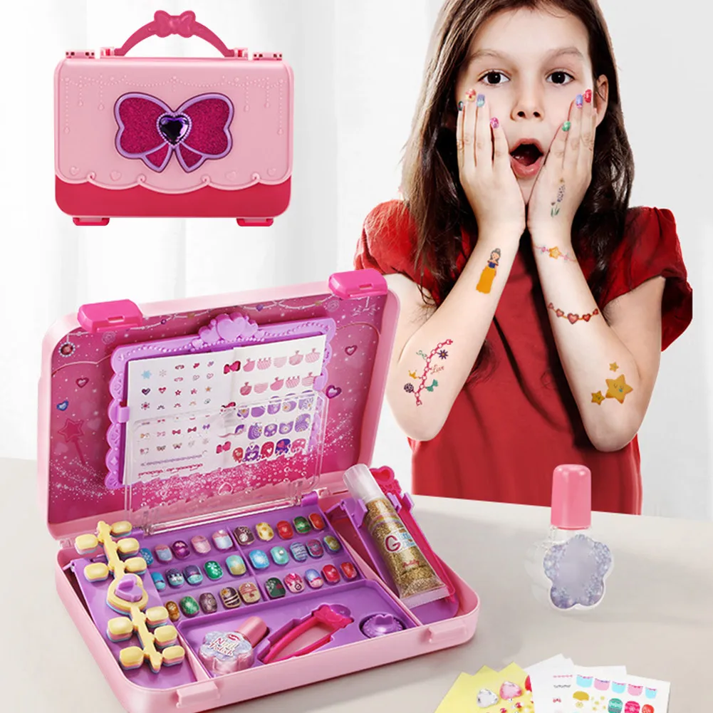 Kids Makeup Set Nail Art Tools Kit Stickers Toy For Girls color DIY Decoration Party Dressing Box Gift | Игрушки и хобби