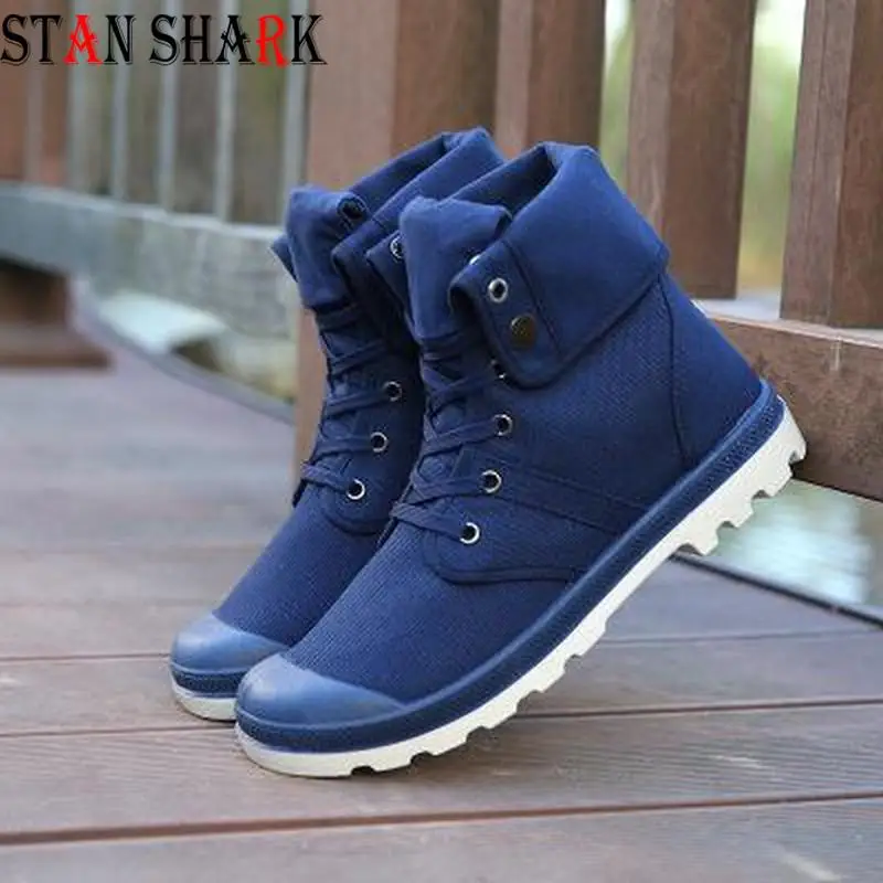 Men Casual Shoes High Top Canvas Luxury Outdoors Lace Up Male Ankle Botas Cowboy Motorcycle Boots | Обувь